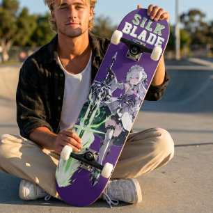 SILK BLADE Anime Samurai Girl - Deep Purple Skateboard