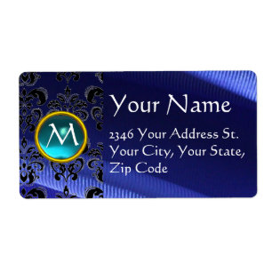 SILK DAMASK GEM aquamarine electric blue