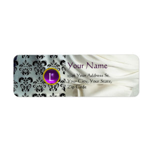 SILK DAMASK GEM violet blanc