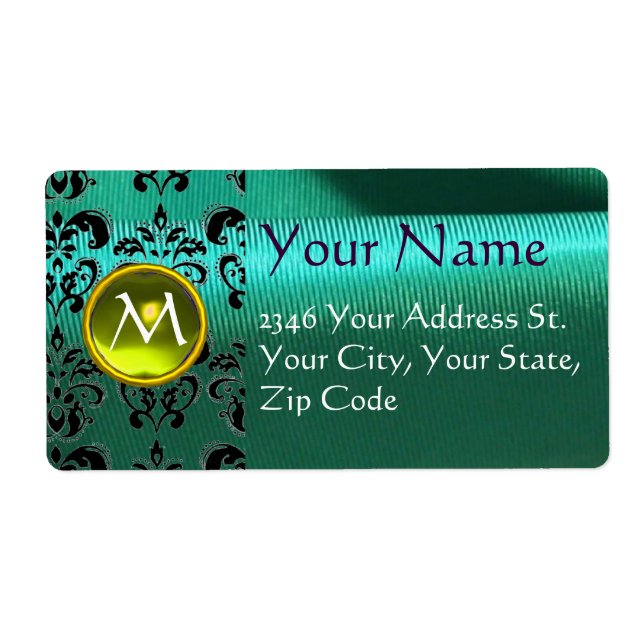SILK DAMASK GEM yellow green blue (Front)