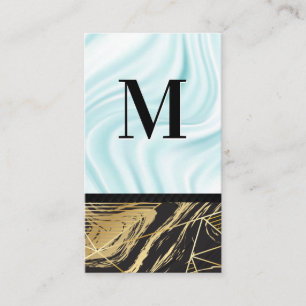 Silk Drapery Monogram Marble Business Card