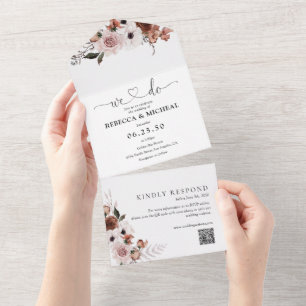 Silk Floral All in One Wedding Invite