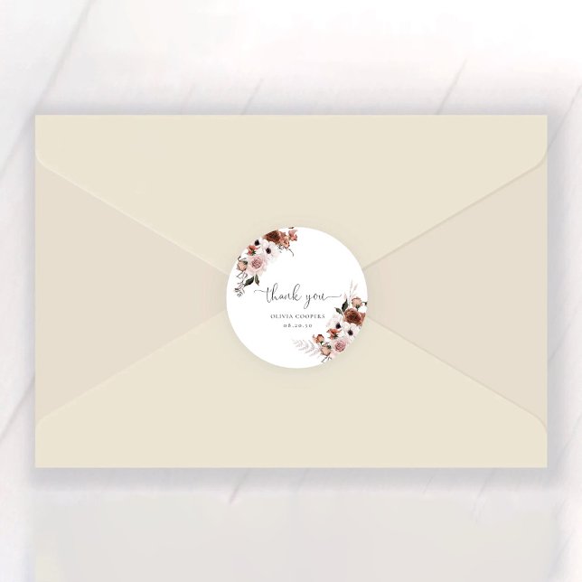 Silk Floral Baby Shower Classic Round Sticker (Creator Uploaded)