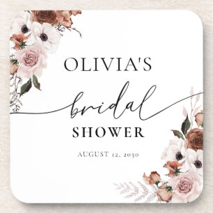 Silk Floral Bridal Shower beverage coaster