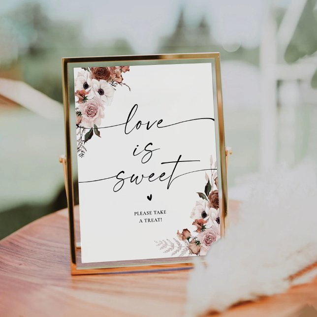 Silk Floral Bridal Shower Love Is Sweet Sign (Creator Uploaded)