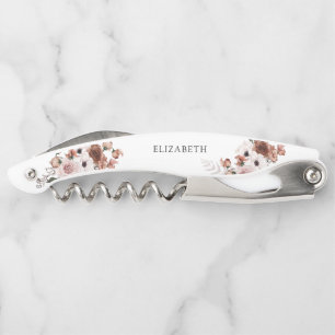 Silk Floral Bridal Shower Waiter's Corkscrew