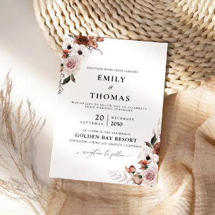 Silk Floral Wedding Ceremony Invitation