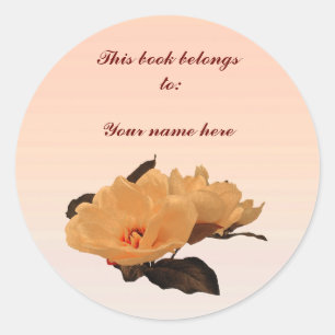 Silk Flowers Bookplate Classic Round Sticker