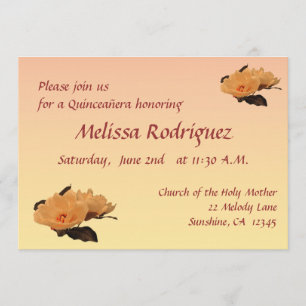 Silk Flowers Quinceanera Invitation