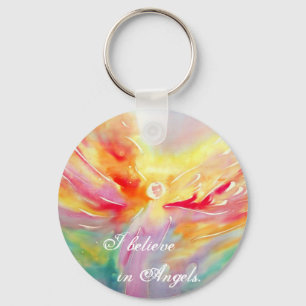 Silk I Believe in Angels Painting Key Ring Novelty
