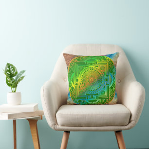 Silk‑Inspired Green Abstract Throw Pillow