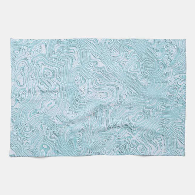 Silk Moire Pattern in Bright Aqua Kitchen Towel (Horizontal)