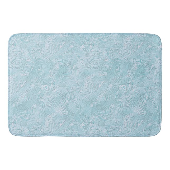 Silk Moire Small Pattern in Bright Aqua Bath Mat (Front)