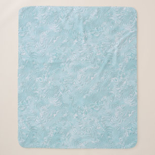 Silk Moire Small Pattern in Bright Aqua Sherpa Blanket