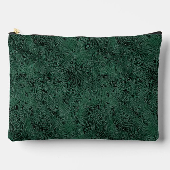 Silk Moire Small Pattern in Forest Green Accessory Pouch (Front)
