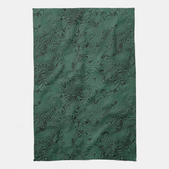 Silk Moire Small Pattern in Forest Green Kitchen Towel (Vertical)