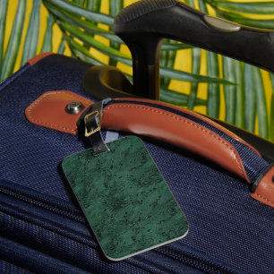 Silk Moire Small Pattern in Forest Green Luggage Tag