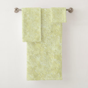 Silk Moire Small Pattern in Lemon Yellow Bath Towel Set