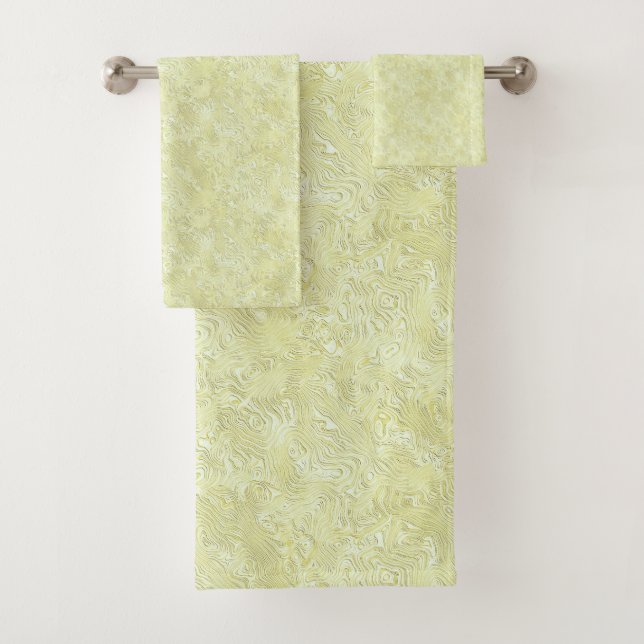 Silk Moire Small Pattern in Lemon Yellow Bath Towel Set (Insitu)