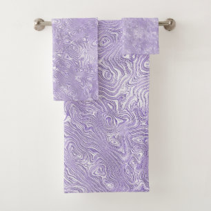 Silk Moire Small Pattern in Lilac Lavender Bath Towel Set