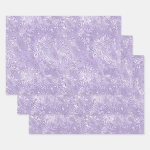 Silk Moire Small Pattern in Lilac Lavender Wrapping Paper Sheet