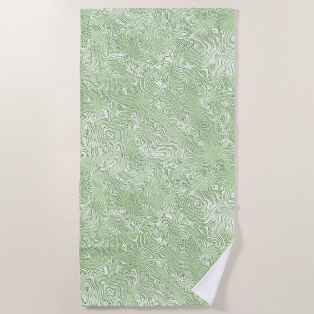 Silk Moire Small Pattern in Lime Green Beach Towel (Front)