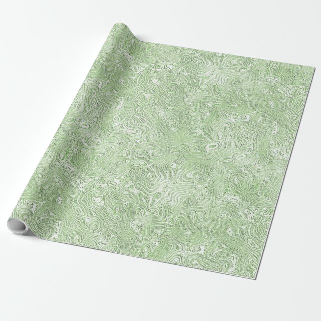 Silk Moire Small Pattern in Lime Green Wrapping Paper (Unrolled)