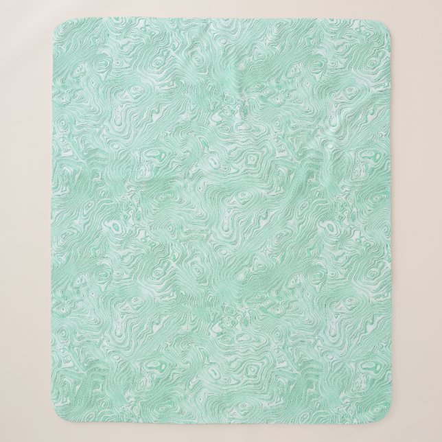 Silk Moire Small Pattern in Mint Green Sherpa Blanket (Front)