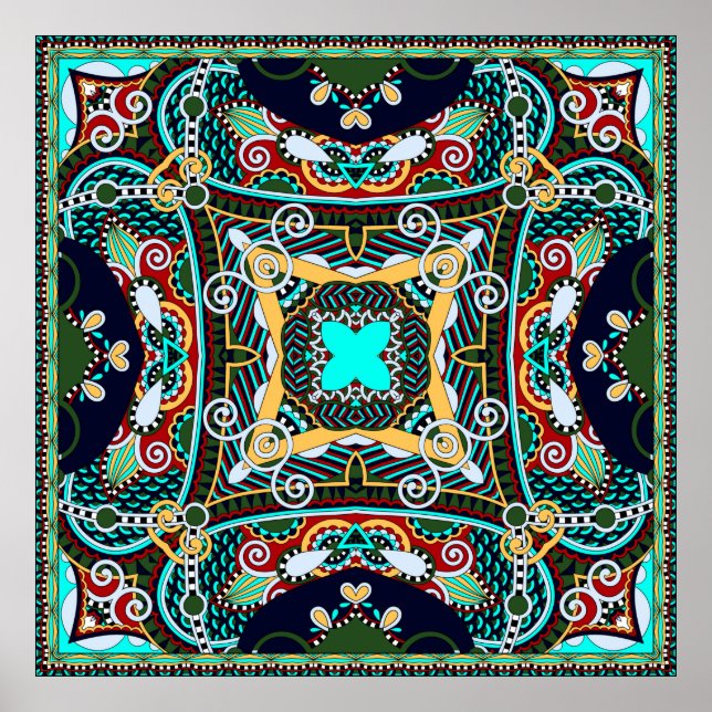 silk neck scarf or kerchief square pattern design  poster (Front)