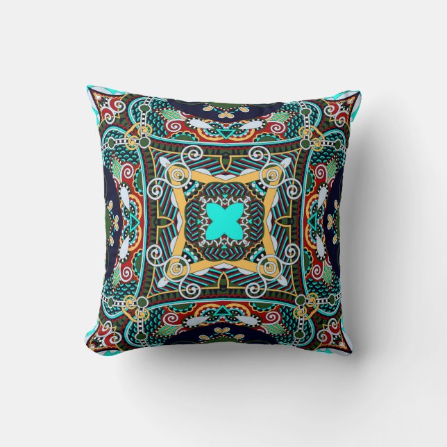 silk neck scarf or kerchief square pattern design  throw pillow (Front)