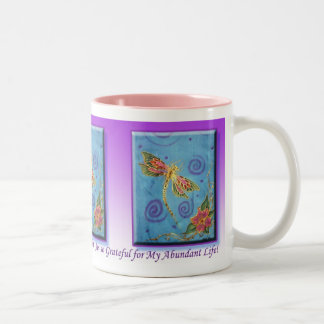 Silk Painted Dragonfly Gratitude Mug by Cyn Mc