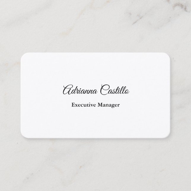 Silk Plain Simple Black White Minimal Handwritten Business Card (Front)