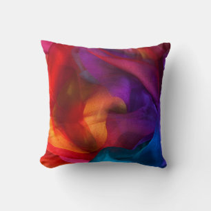 Silk rainbow scarfbackground,colour,abstract,fabri throw pillow