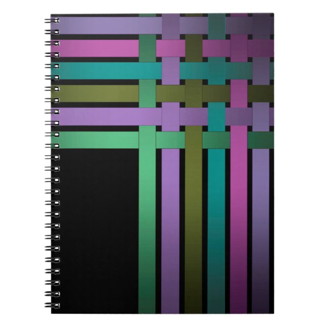 Silk ribbons lines black background pattern notebook (Front)