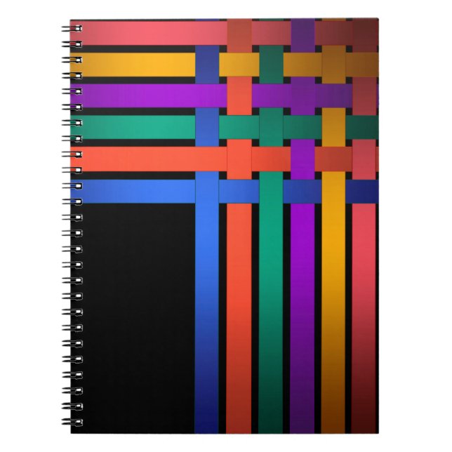 Silk ribbons lines black background pattern notebook (Front)