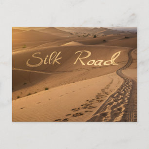 Silk Road Desert Landscape Typography Art Postcard
