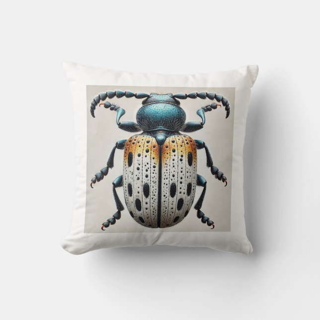 Silken Fungus Beetle 290624IREF105 - Watercolor Throw Pillow (Front)