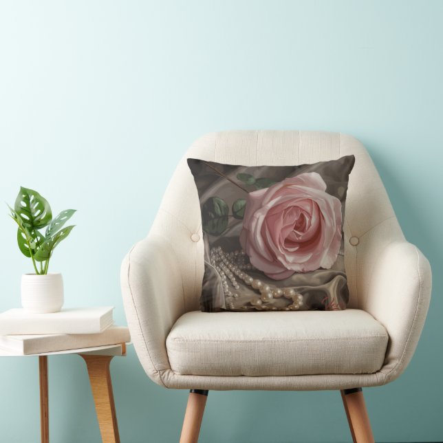 Silken Rose Throw Pillow (Chair)