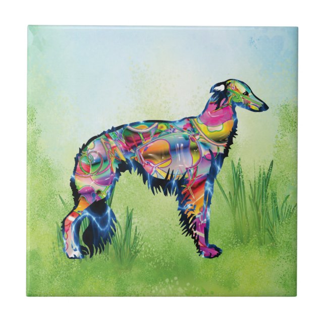 Silken Windhound - Colourful Tile (Front)