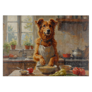 Silken Windhound Cooking in Kitchen Cutting Board