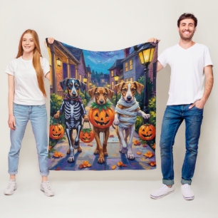 Silken Windhound Dogs in Halloween Costumes Fleece Blanket