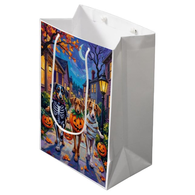 Silken Windhound Dogs in Halloween Costumes Medium Gift Bag (Front Angled)