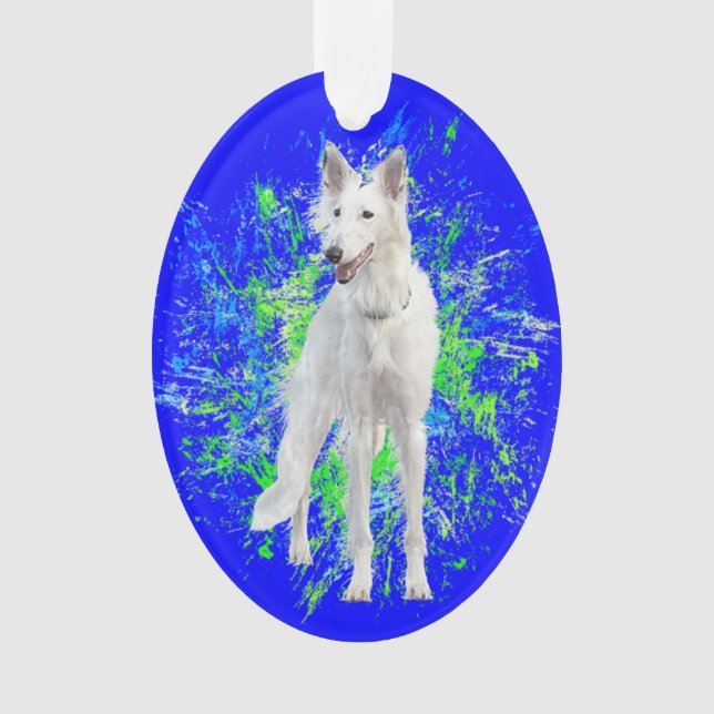Silken Windhound Splatter Ornament (Front)
