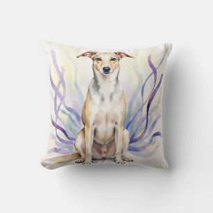 Silken Windhound Watercolor Ribbon Flow Art Throw Pillow