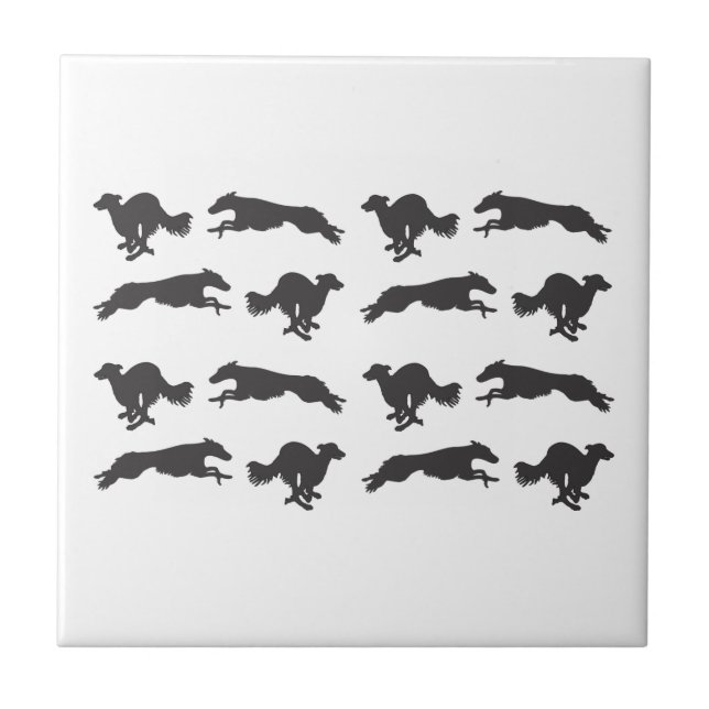 Silken Windhounds Running  Tile (Front)