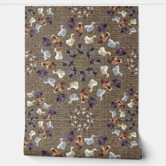 Silkie Bantam Chickens Burlap Farmhouse Mandala Wallpaper