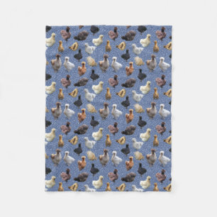 Silkie Bantam Chickens Faux Glitter Blue Fleece Blanket