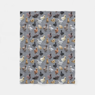 Silkie Bantam Chickens Faux Glitter Silver Fleece Blanket