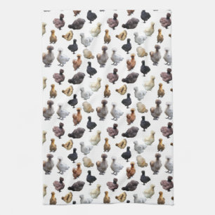 Silkie Bantam Chickens Kitchen Towel