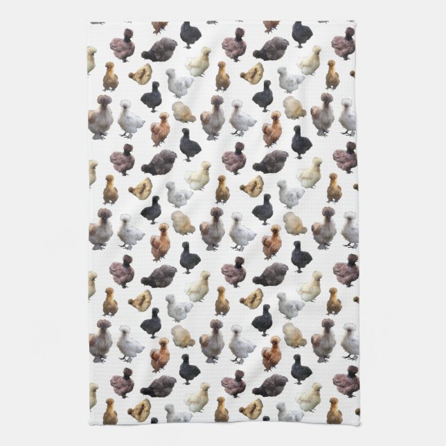 Silkie Bantam Chickens Kitchen Towel (Vertical)